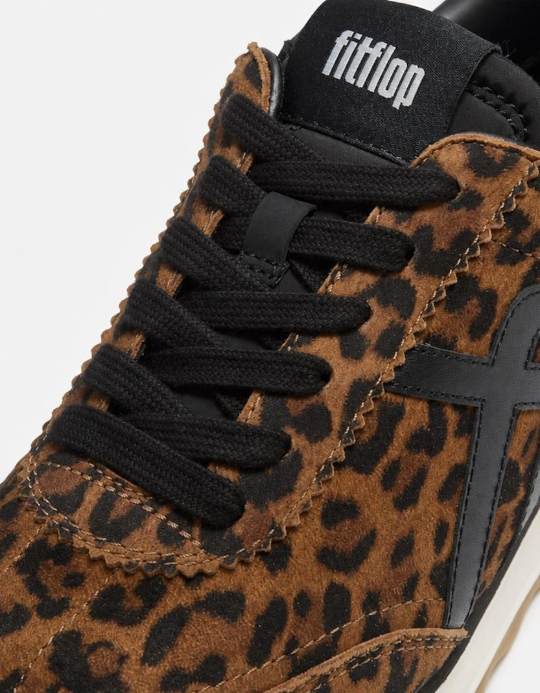 FitFlop RETRO-Q FF SUEDE LEOPARD Womens Casual Trainers Tan/Black
