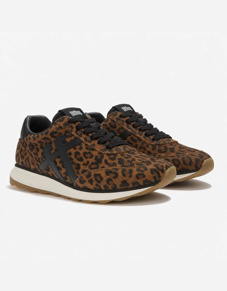 FitFlop RETRO-Q FF SUEDE LEOPARD Womens Casual Trainers Tan/Black