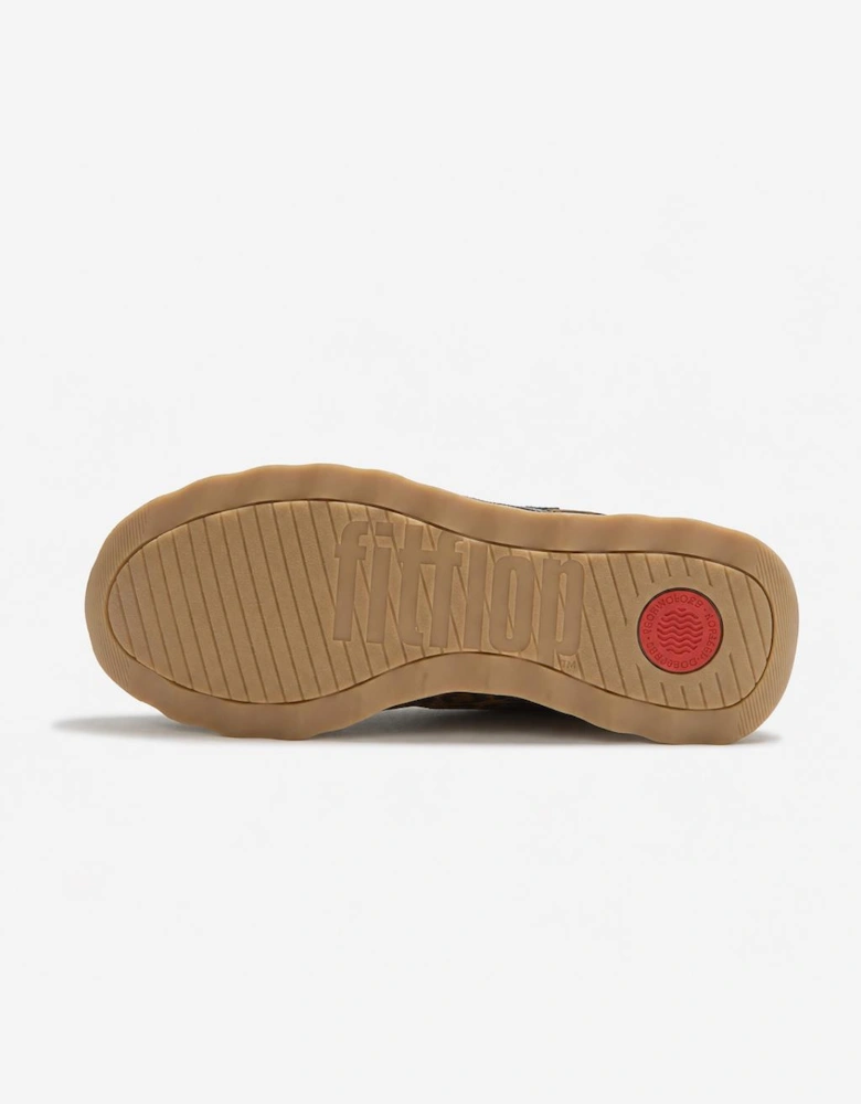 FitFlop RETRO-Q FF SUEDE LEOPARD Womens Casual Trainers Tan/Black