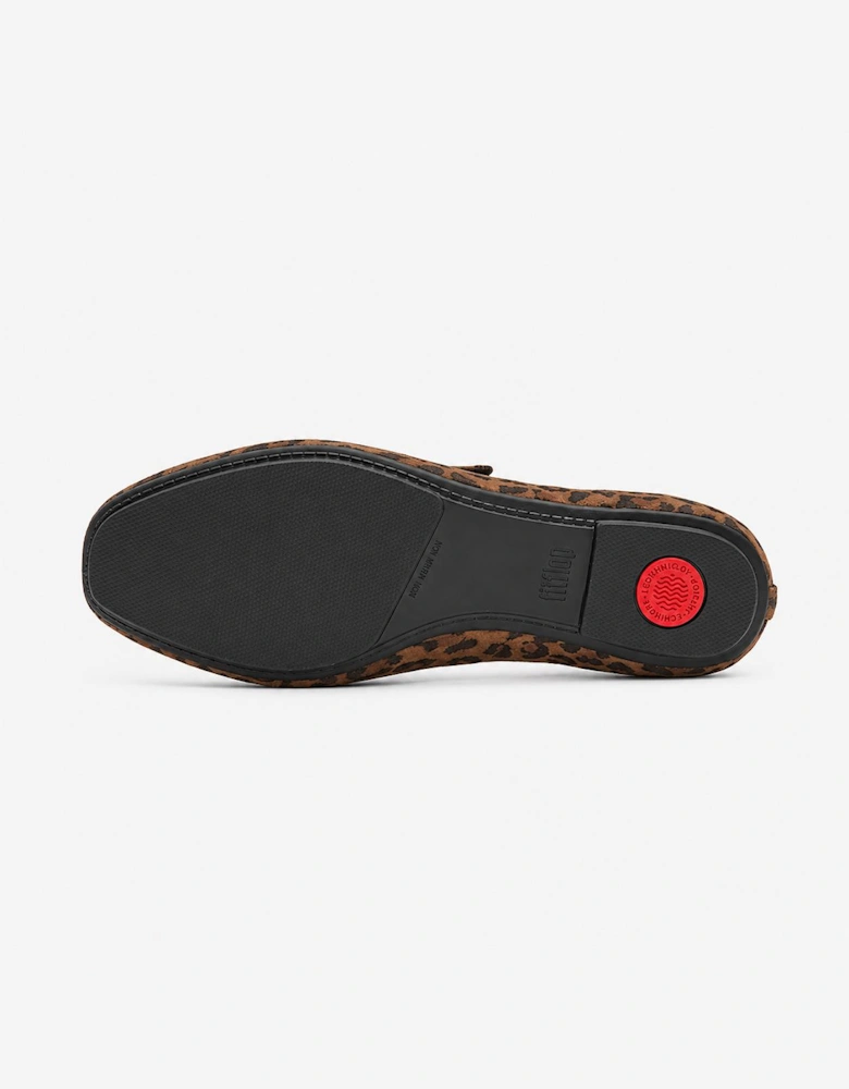 FitFlop DELICATO SUEDE LEOPARD Womens Mary Jane Tan/Black