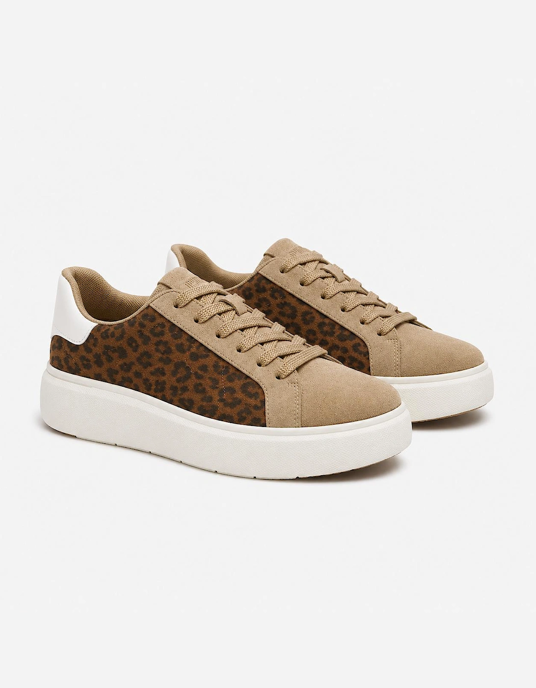 FitFlop RTG SUEDE LEOPARD LACE UP Womens Casual Trainers Cappuccino