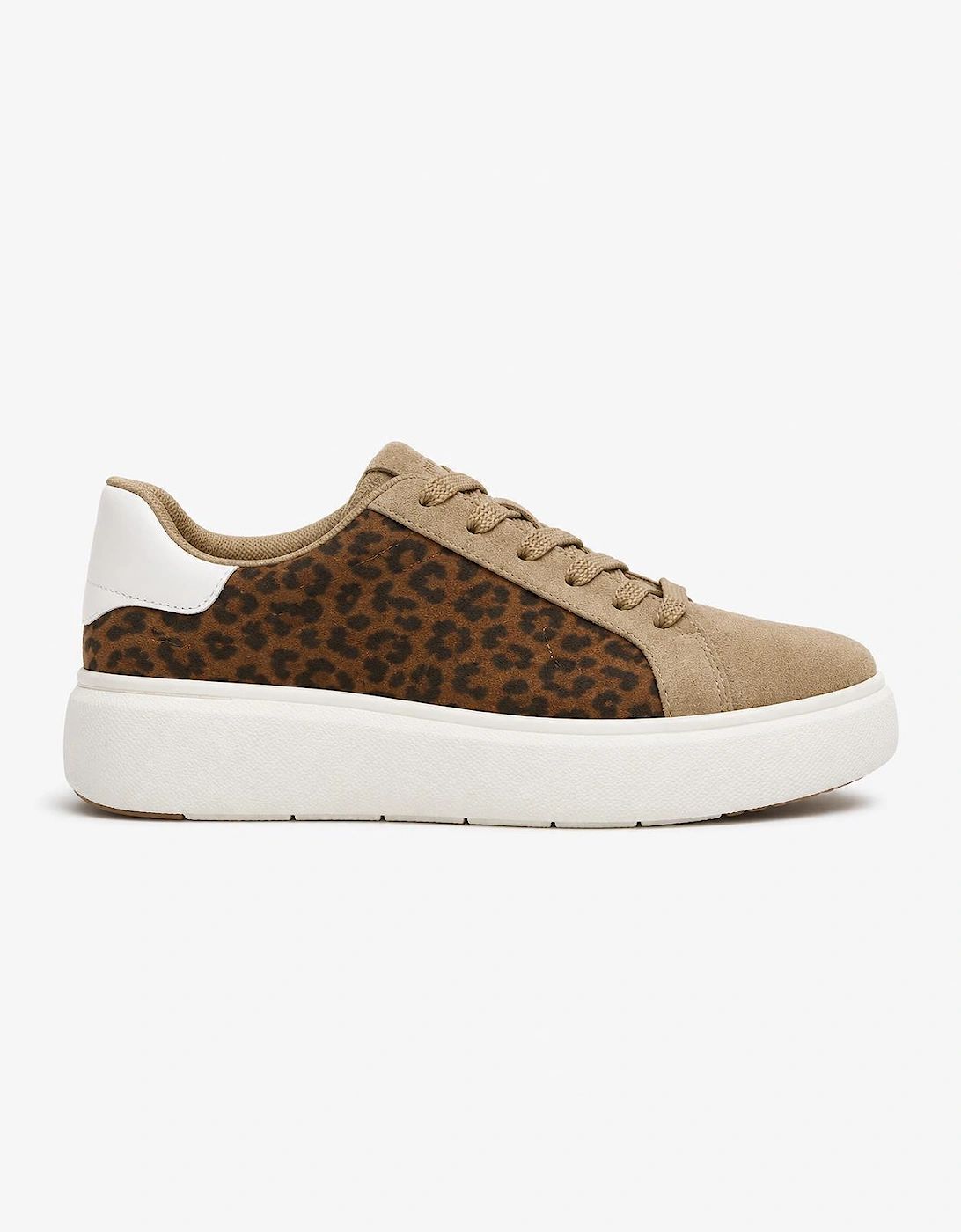 FitFlop RTG SUEDE LEOPARD LACE UP Womens Casual Trainers Cappuccino