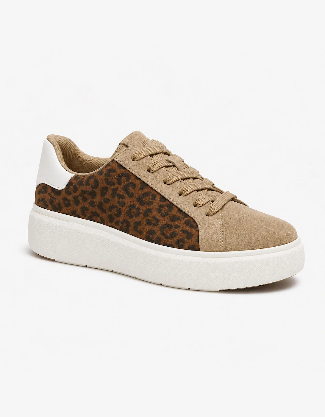FitFlop RTG SUEDE LEOPARD LACE UP Womens Casual Trainers Cappuccino