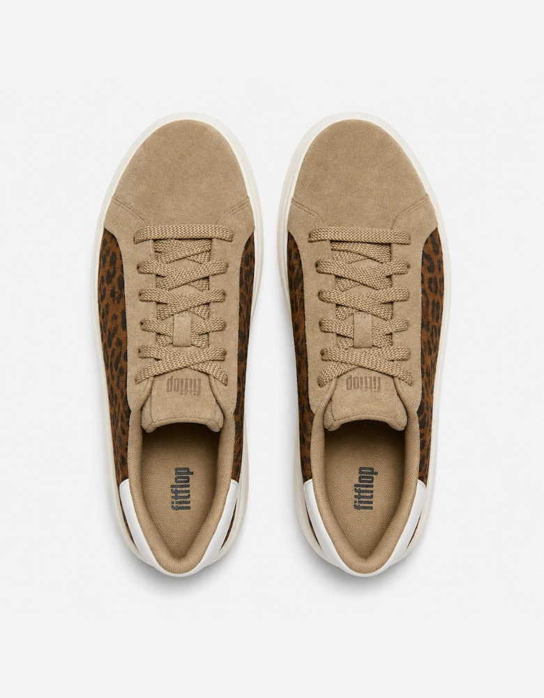 FitFlop RTG SUEDE LEOPARD LACE UP Womens Casual Trainers Cappuccino