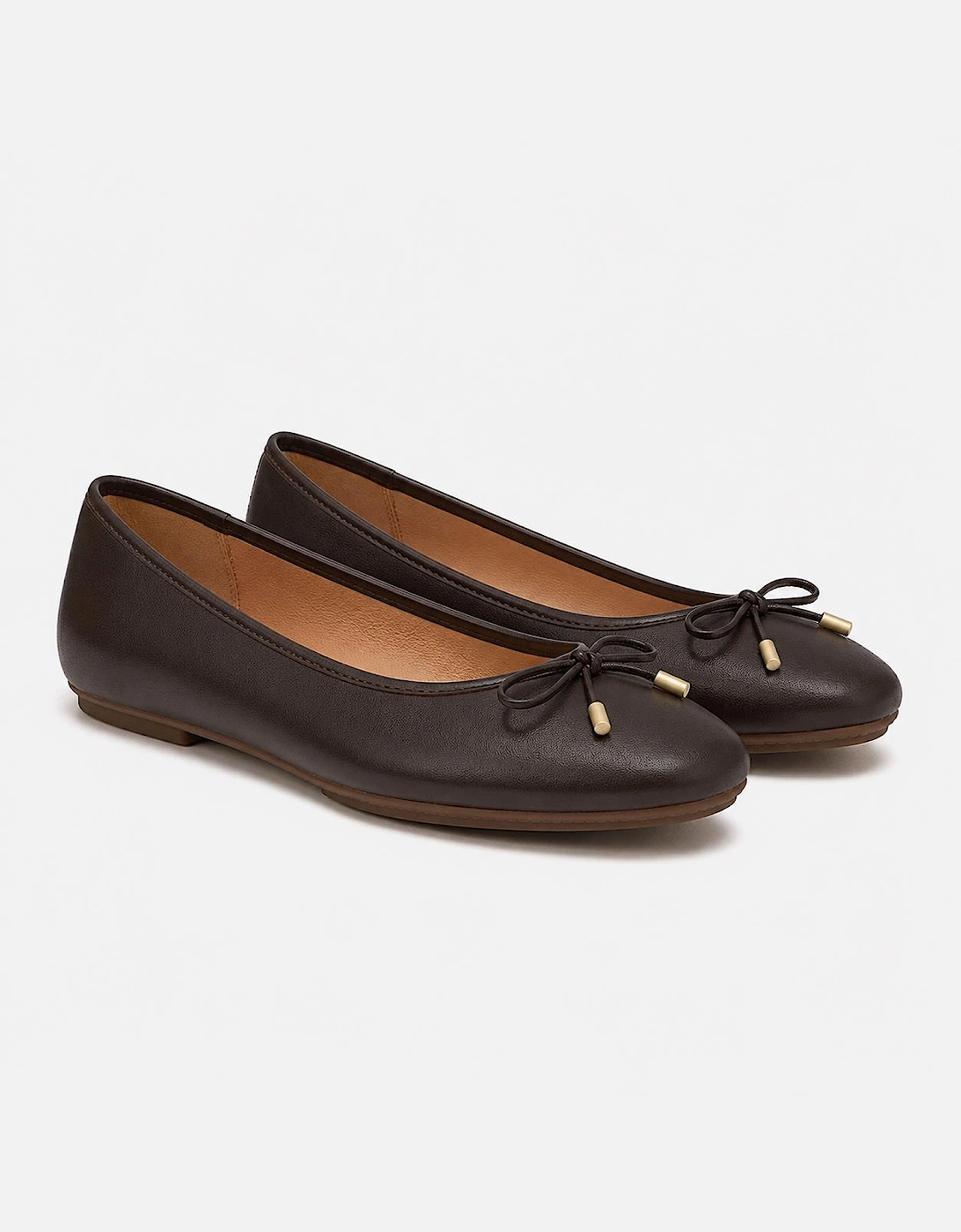 FitFlop DELICATO BOW SOFT LEATHER Womens Ballerina Shoes Chocolate Brown
