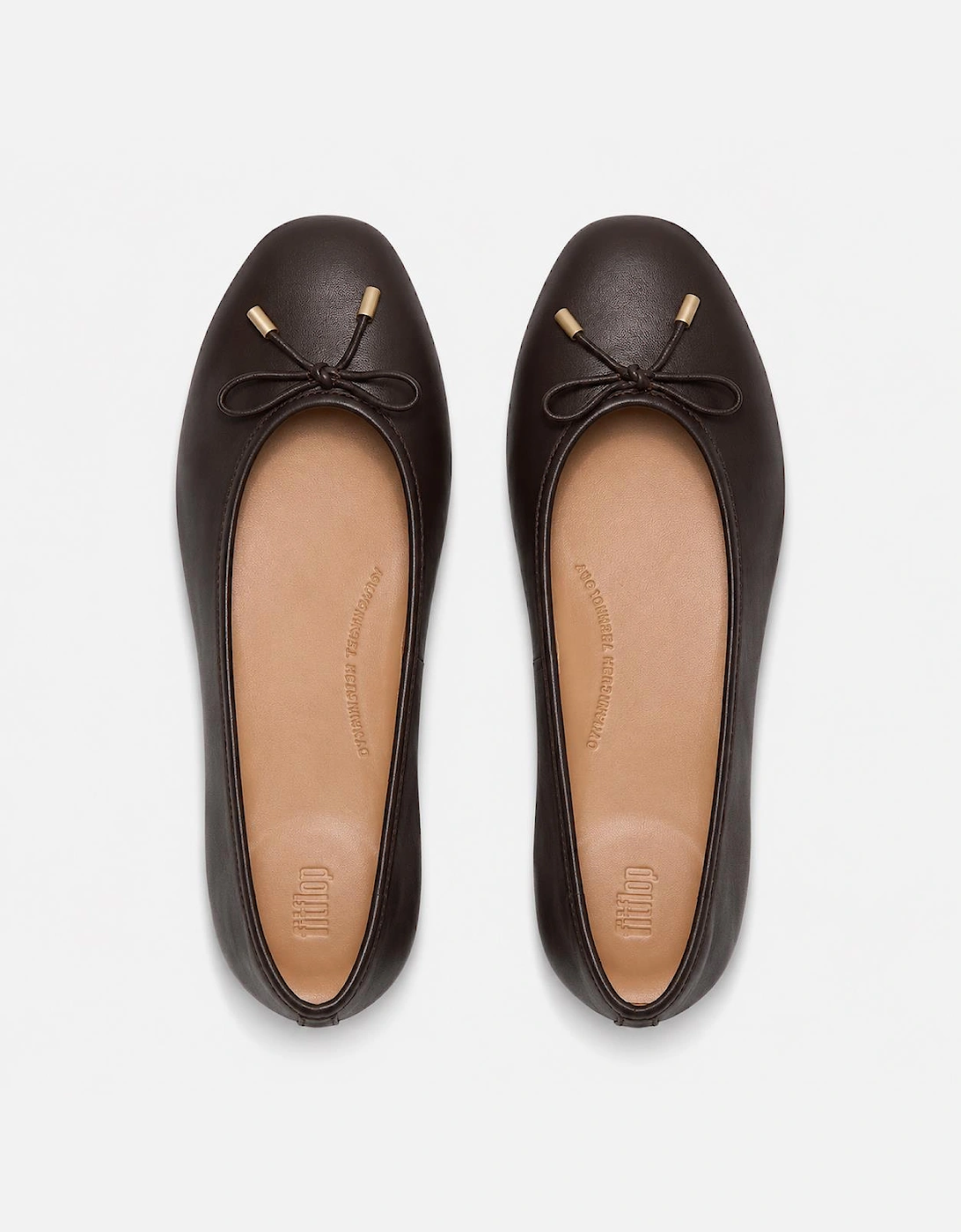 FitFlop DELICATO BOW SOFT LEATHER Womens Ballerina Shoes Chocolate Brown