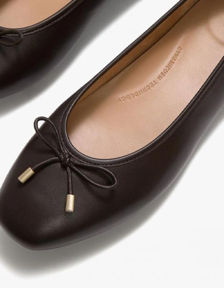 FitFlop DELICATO BOW SOFT LEATHER Womens Ballerina Shoes Chocolate Brown
