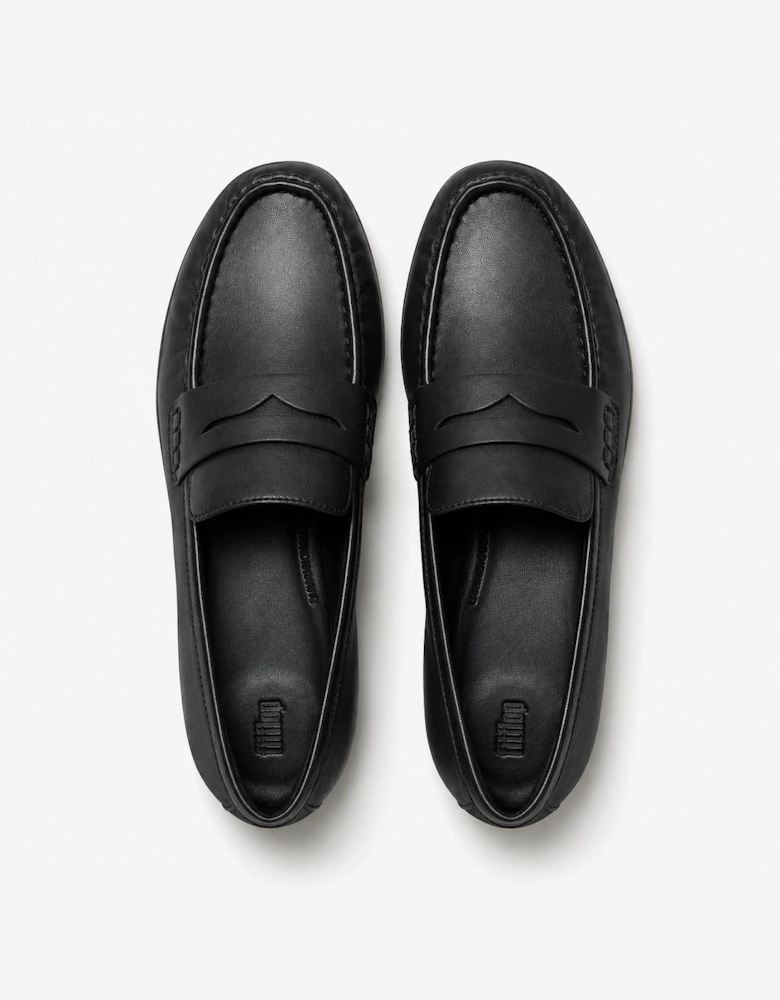 FitFlop DELICATO LEATHER Womens Loafer Shoes All Black