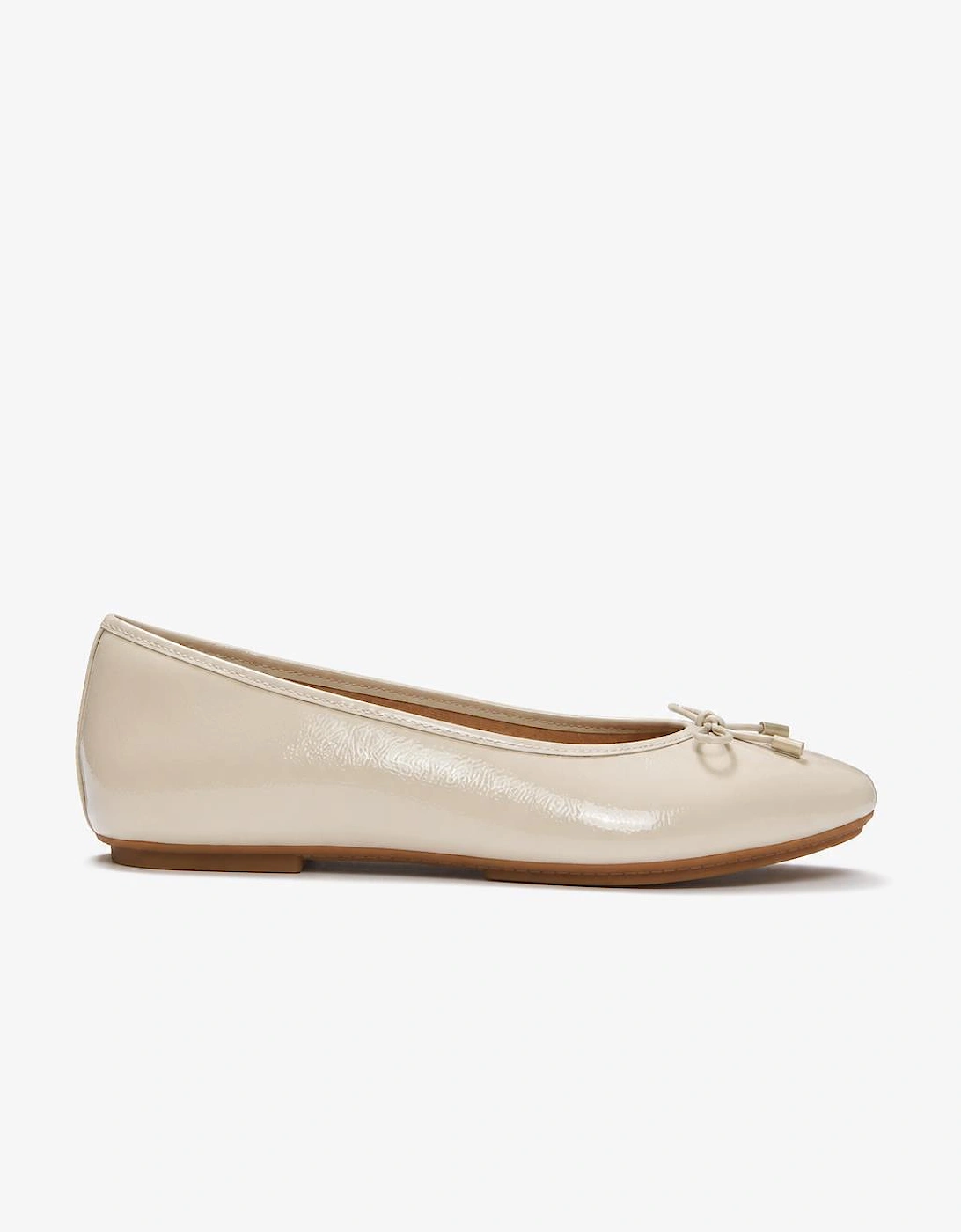 FitFlop DELICATO BOW TEXTURED PATENT-LEATHER Womens Ballerina Shoes Hazy Taupe
