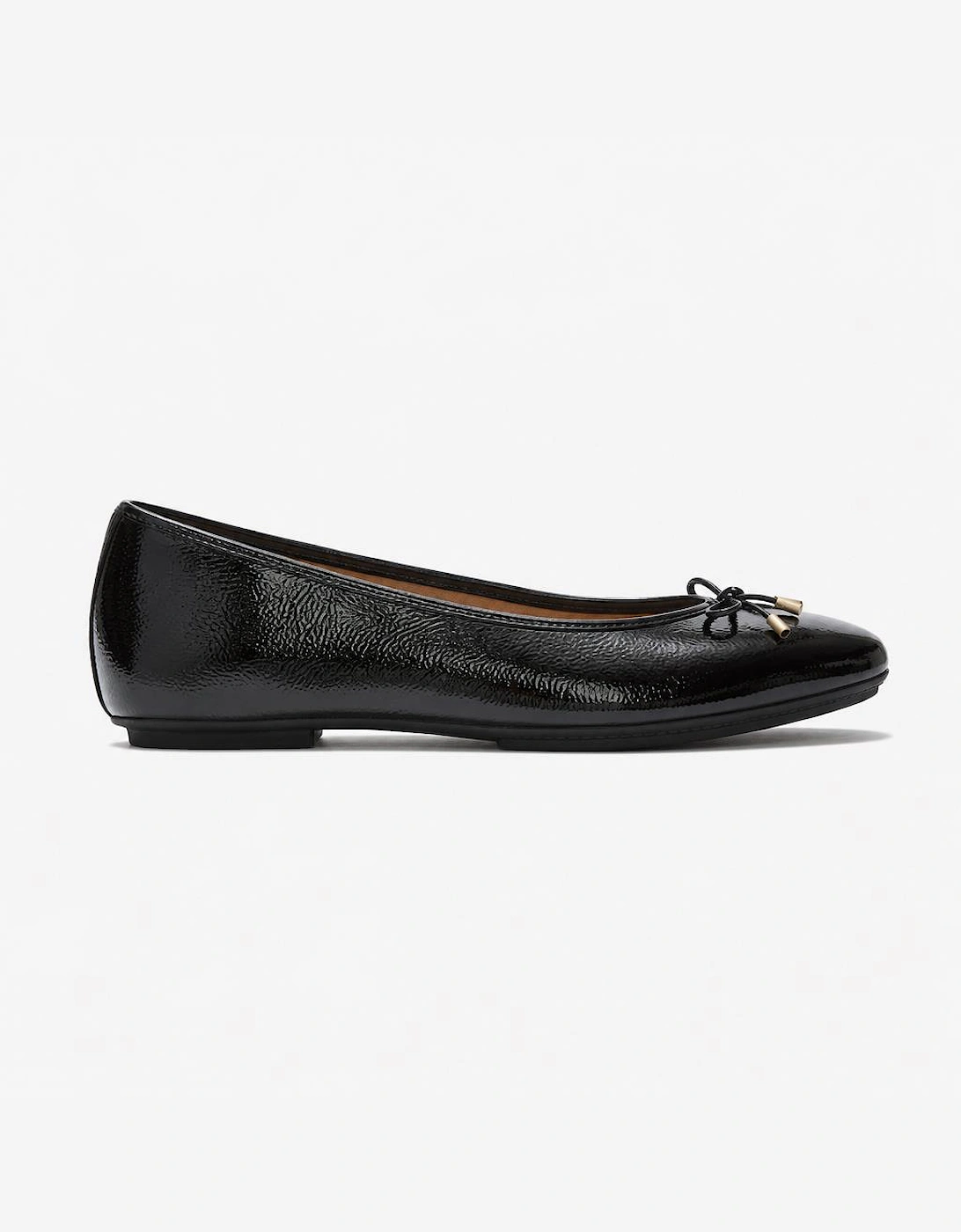 FitFlop DELICATO BOW TEXTURED PATENT-LEATHER Womens Ballerina Shoes Black