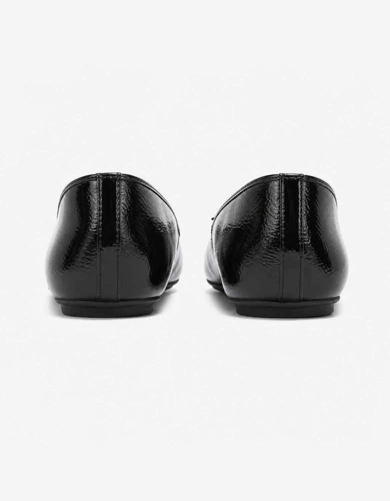 FitFlop DELICATO BOW TEXTURED PATENT-LEATHER Womens Ballerina Shoes Black