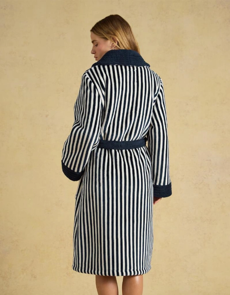 Joules V63813 MATILDA Ladies Robe Navy/Cream Stripe Womens Bathrobe Navy/Cream Stripe