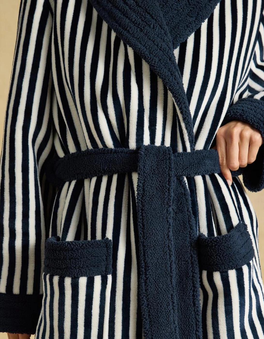 Joules V63813 MATILDA Ladies Robe Navy/Cream Stripe Womens Bathrobe Navy/Cream Stripe