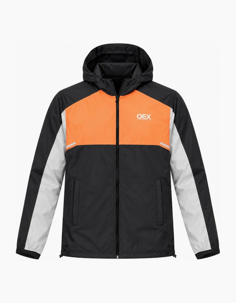 OEX Grampian Windrunner Jacket Black/Coral