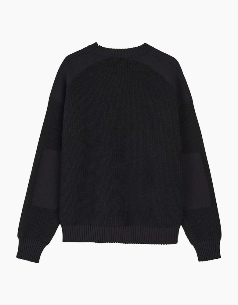 Crew Neck Ribbed Collar Long Sleeve Relaxed Fit Sweater