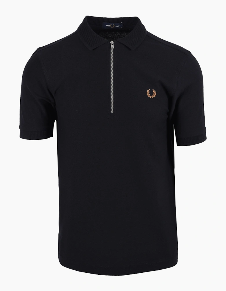 FRED PERRY CREPE PIQUE POLO SHIRT BLACK