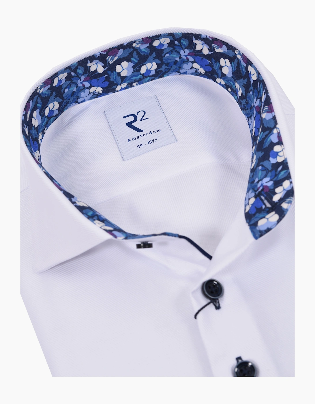 R2 LONG SLEEVED CUT AWAY COLLAR SHIRT WHITE