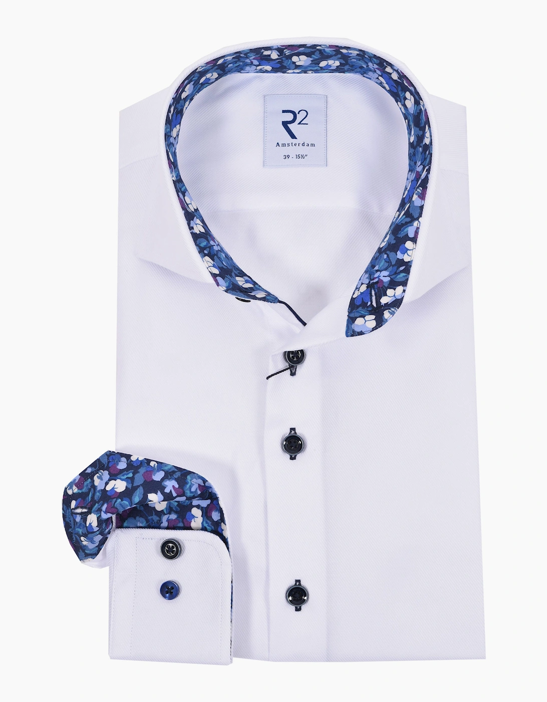 R2 LONG SLEEVED CUT AWAY COLLAR SHIRT WHITE