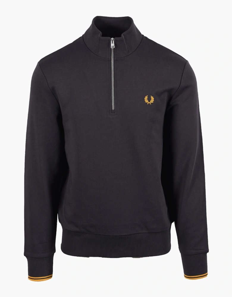 FRED PERRY HALF ZIP SWEATSHIRT ANCHOR GREY/GOLDEN