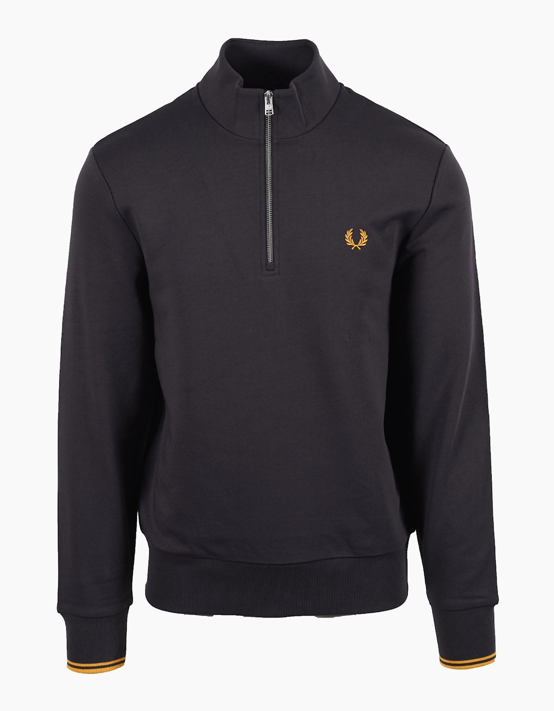 FRED PERRY HALF ZIP SWEATSHIRT ANCHOR GREY/GOLDEN