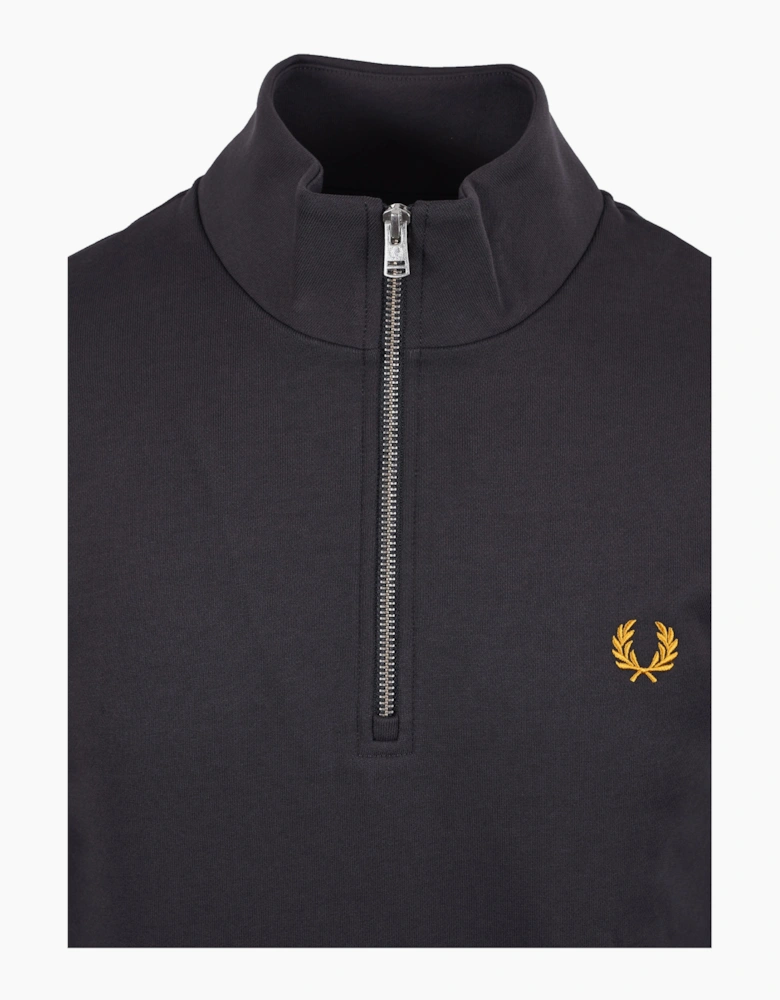 FRED PERRY HALF ZIP SWEATSHIRT ANCHOR GREY/GOLDEN