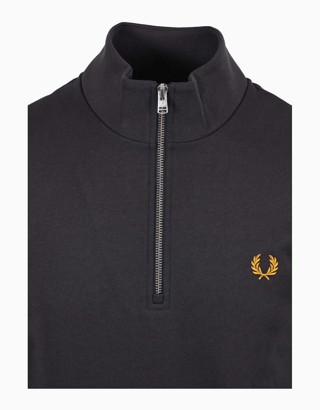 FRED PERRY HALF ZIP SWEATSHIRT ANCHOR GREY/GOLDEN