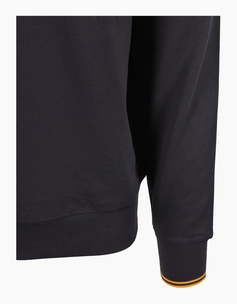 FRED PERRY HALF ZIP SWEATSHIRT ANCHOR GREY/GOLDEN