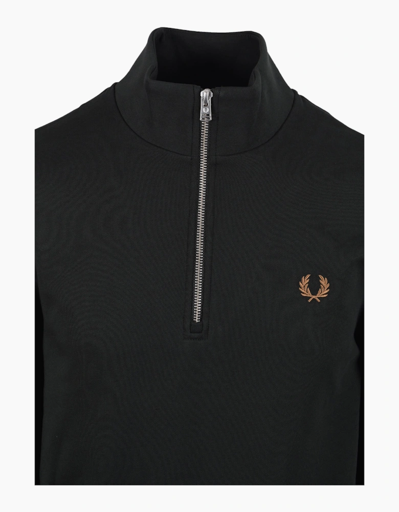 FRED PERRY HALF ZIP SWEATSHIRT NIGHT GREEN/ DUSKY BLUE/ DARK