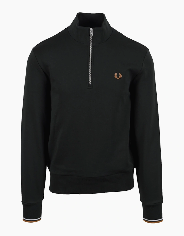 FRED PERRY HALF ZIP SWEATSHIRT NIGHT GREEN/ DUSKY BLUE/ DARK