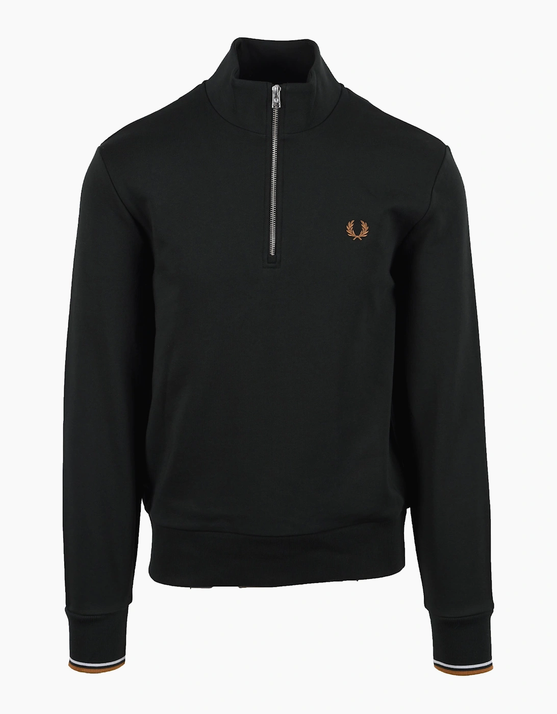 FRED PERRY HALF ZIP SWEATSHIRT NIGHT GREEN/ DUSKY BLUE/ DARK