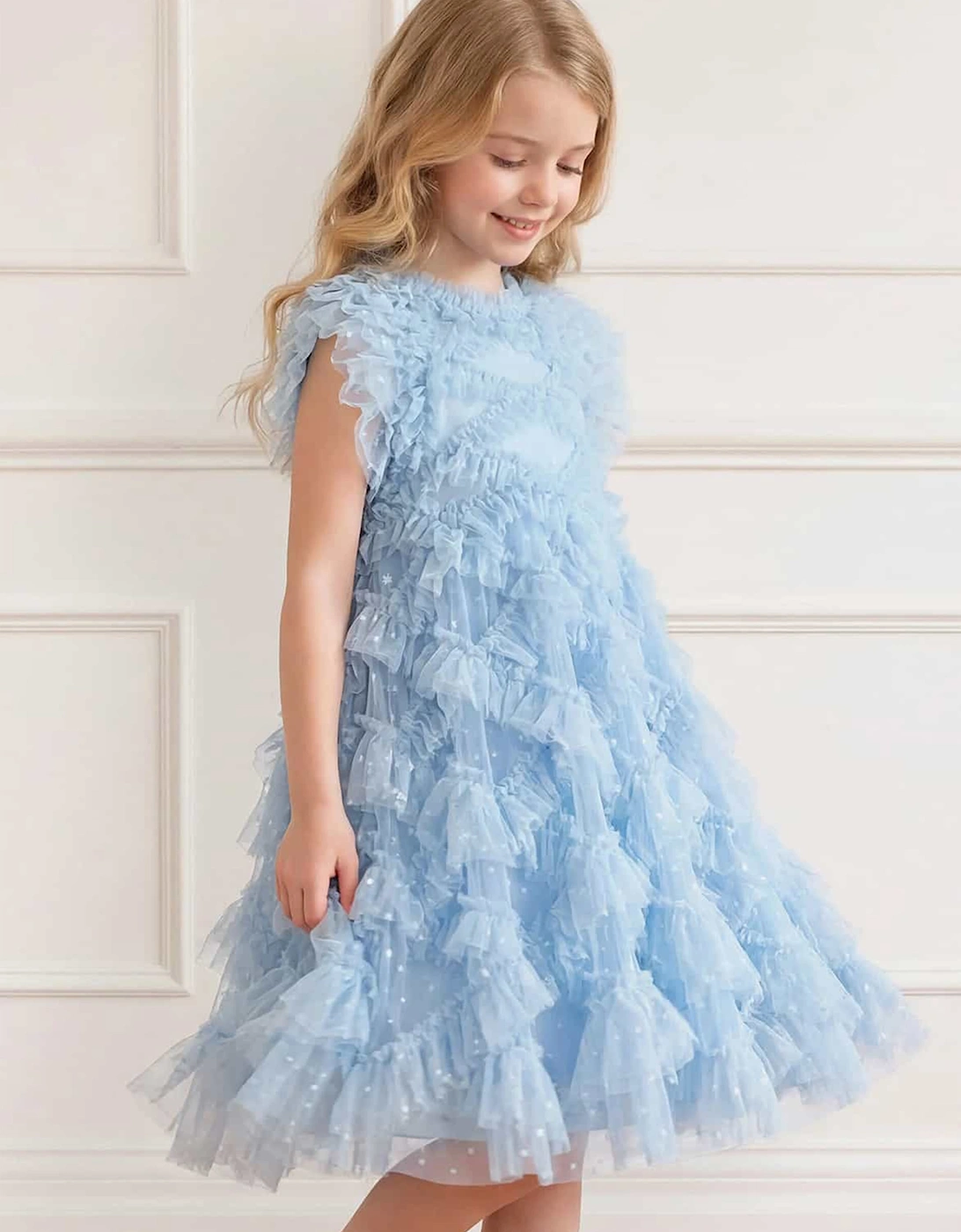 Needle & Thread Girls Genevieve Dress in Blue