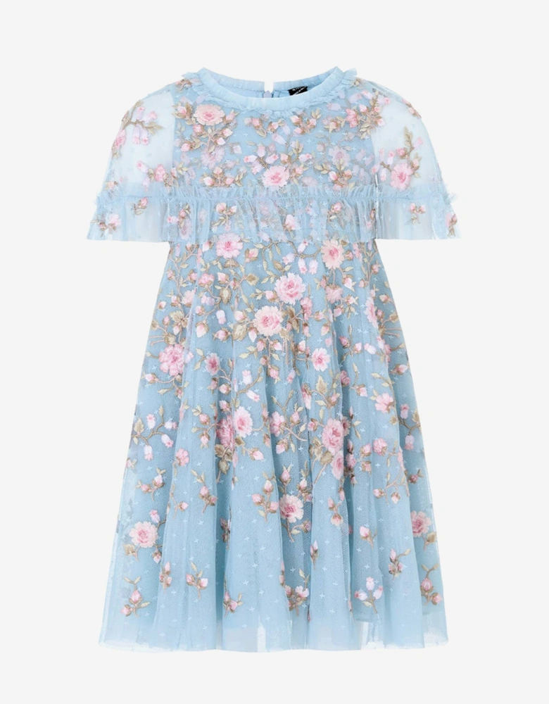 Needle & Thread Girls Eden Rose Cape Dress in Blue