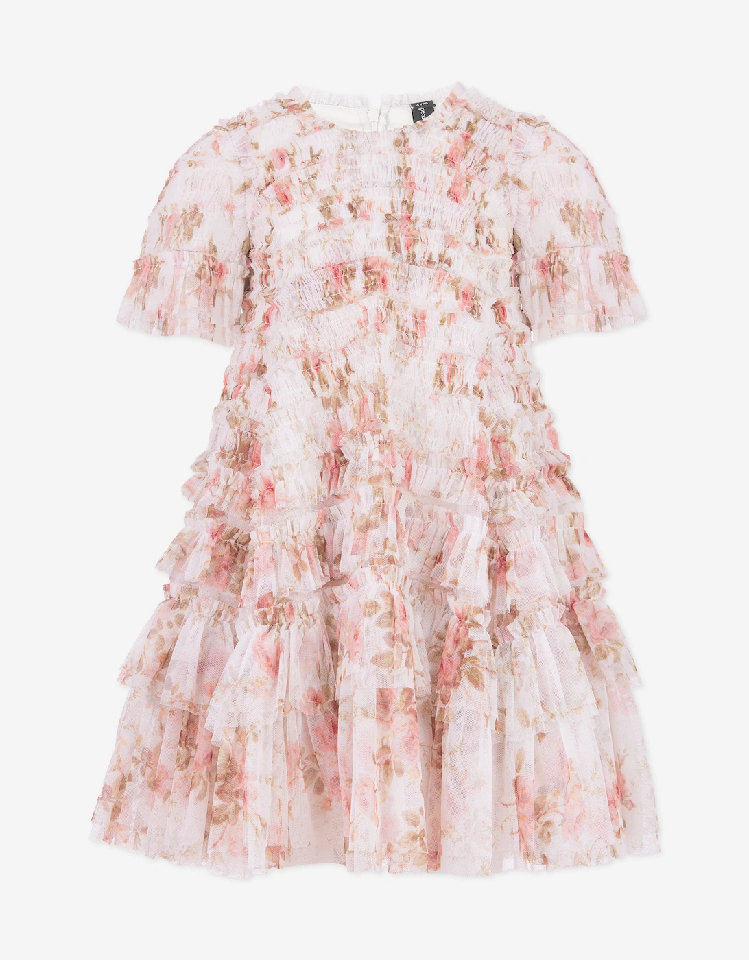 Needle & Thread Girls Summer's Rose Valentine Ruffle Dress in White