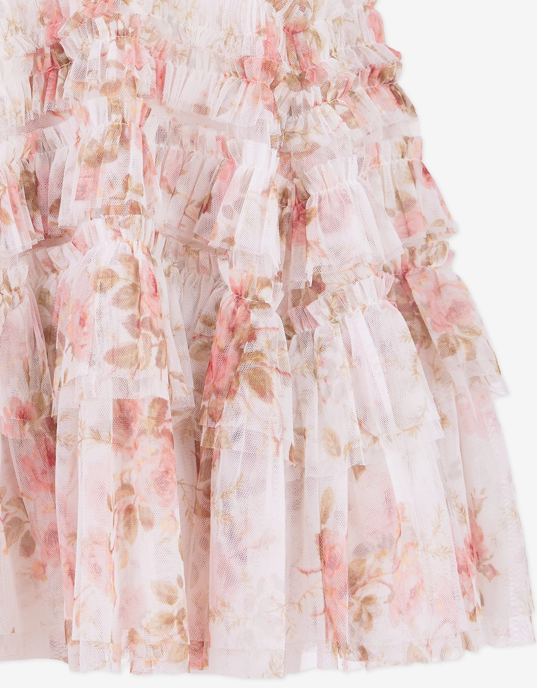 Needle & Thread Girls Summer's Rose Valentine Ruffle Dress in White