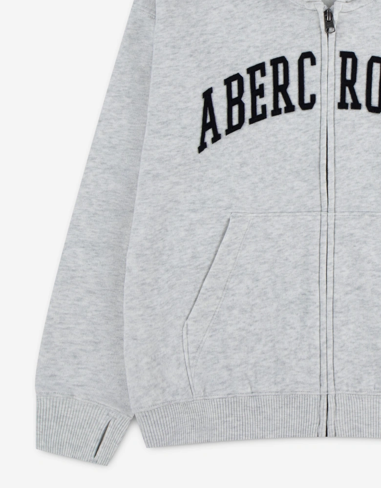 Abercrombie & Fitch Boys Logo Zip Up Top in Grey