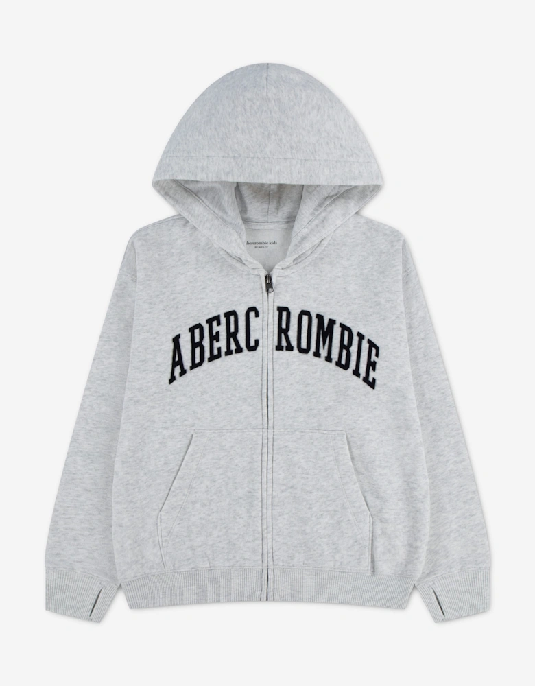 Abercrombie & Fitch Boys Logo Zip Up Top in Grey