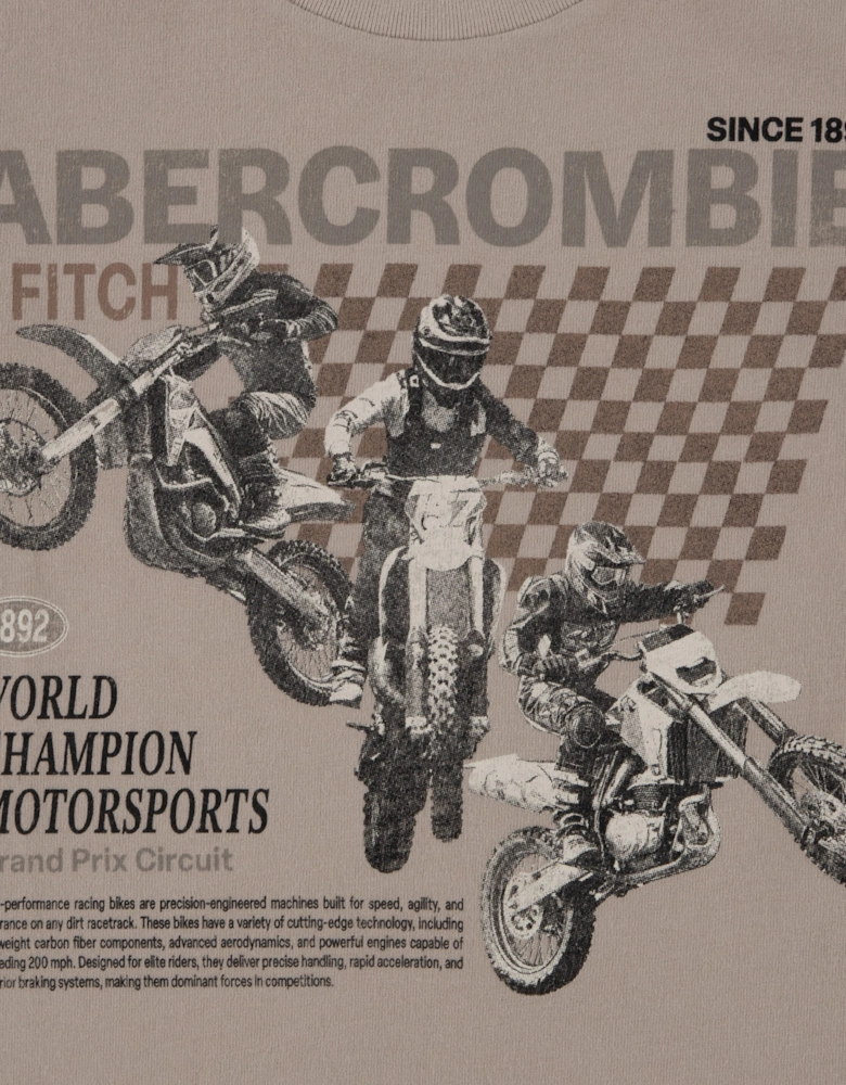 Abercrombie & Fitch Boys World Champion Bike T-Shirt in Beige