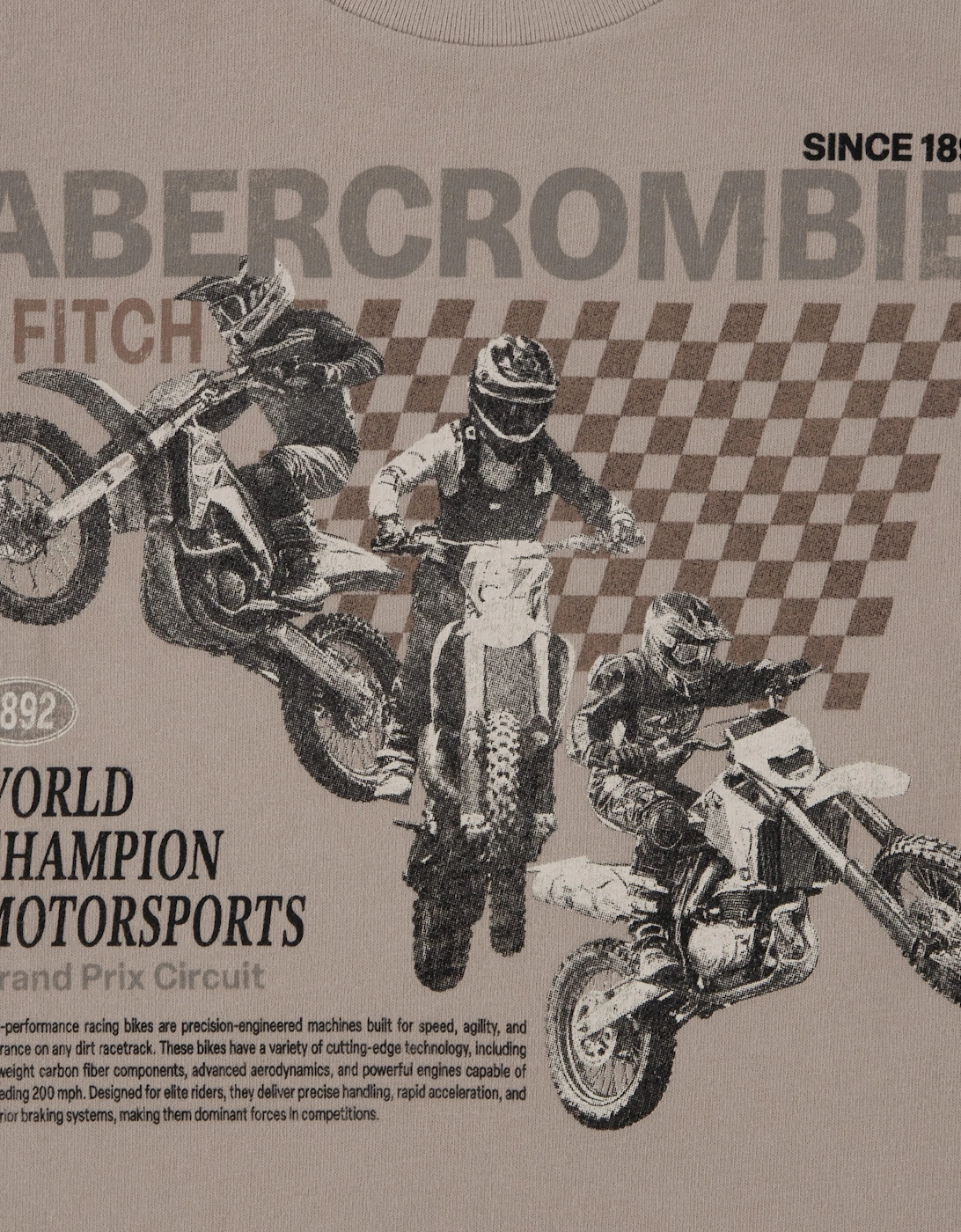 Abercrombie & Fitch Boys World Champion Bike T-Shirt in Beige