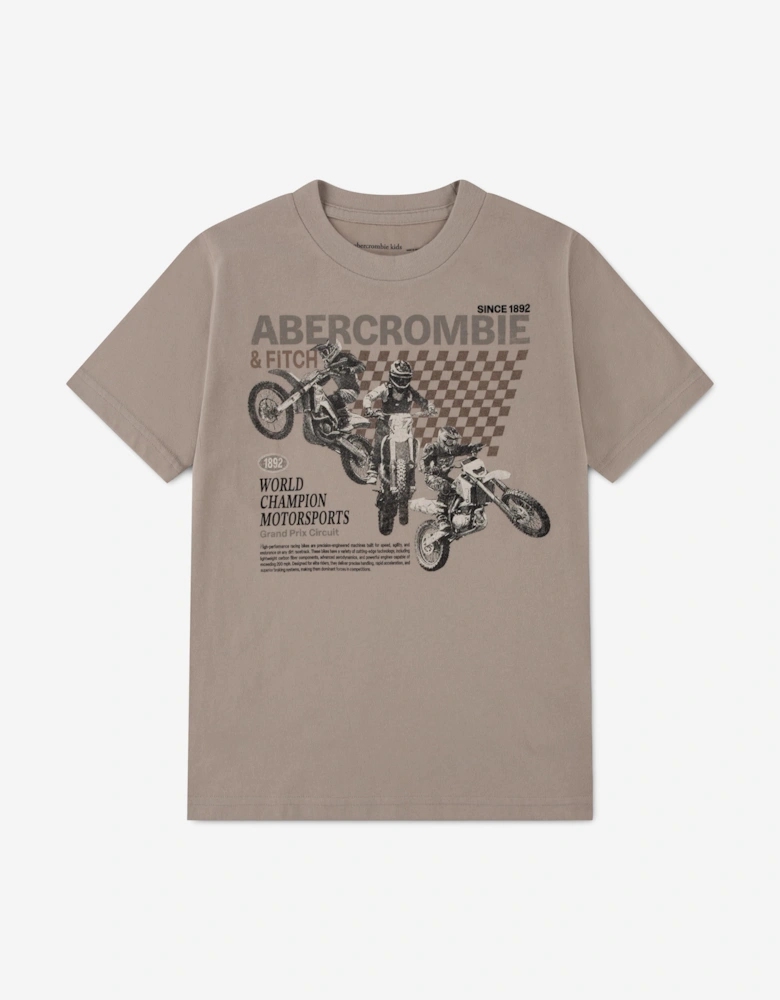 Abercrombie & Fitch Boys World Champion Bike T-Shirt in Beige