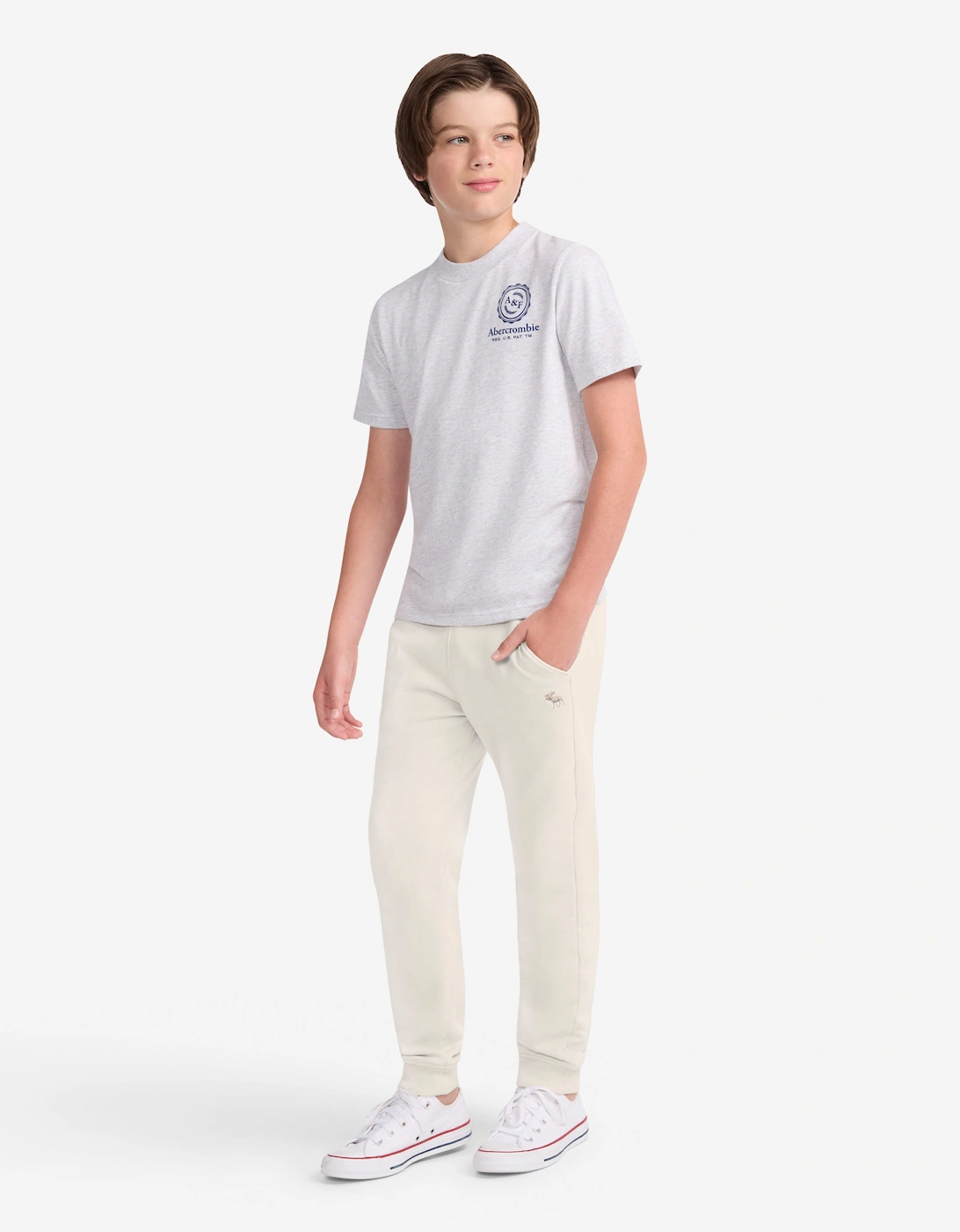Abercrombie & Fitch Boys Essential Fleece Joggers in Ivory