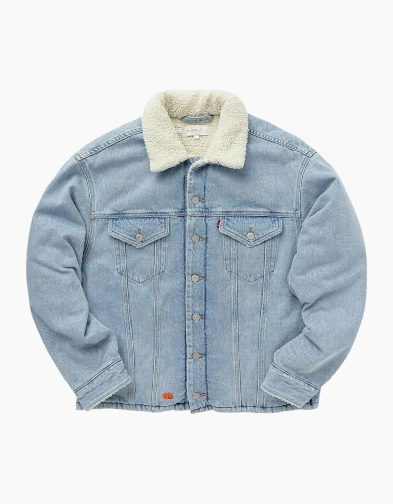 Levis Mens Denim Jacket Sherpa Trucker Woven Blue