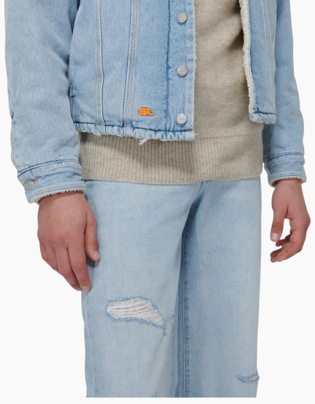 Levis Mens Denim Jacket Sherpa Trucker Woven Blue