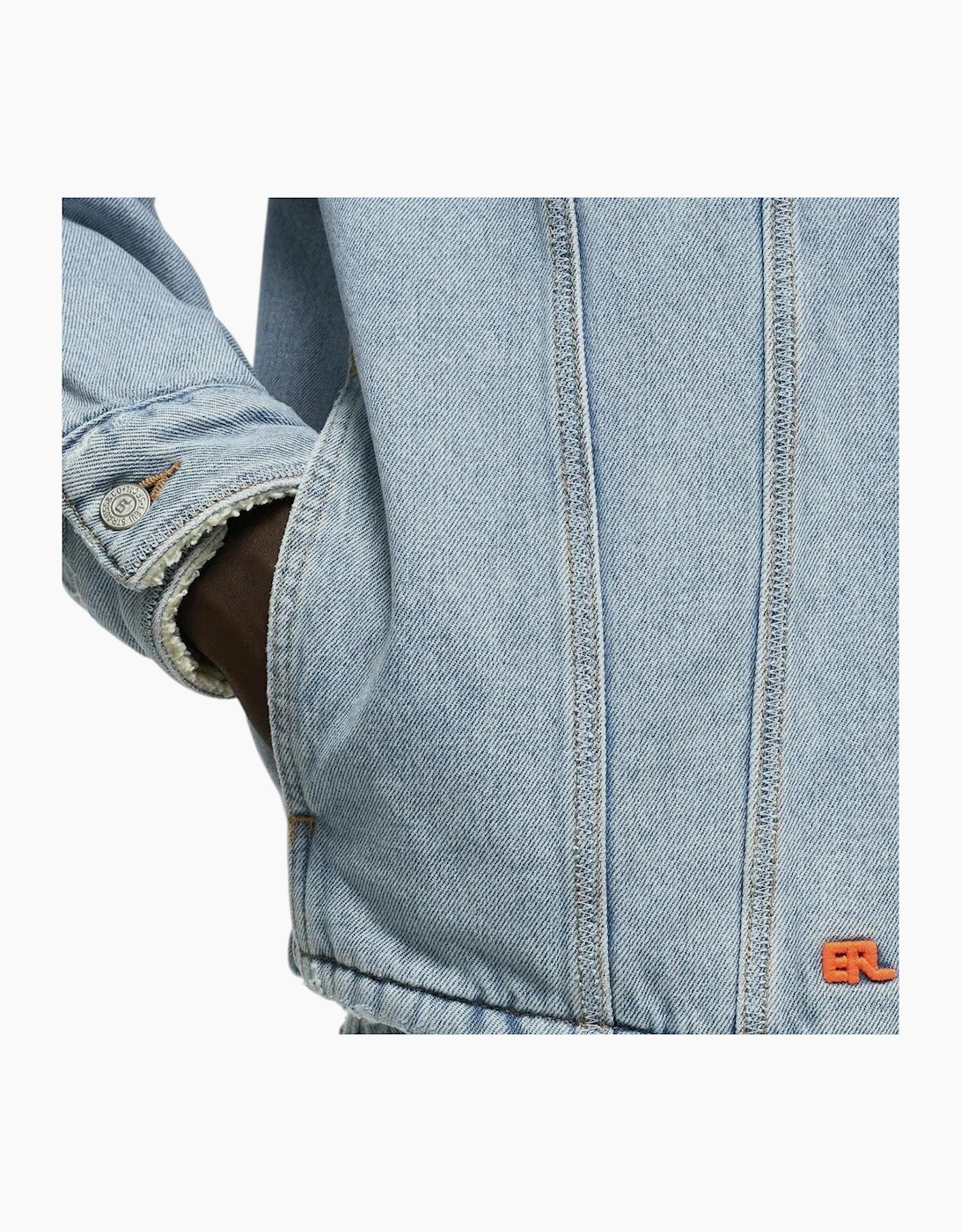 Levis Mens Denim Jacket Sherpa Trucker Woven Blue