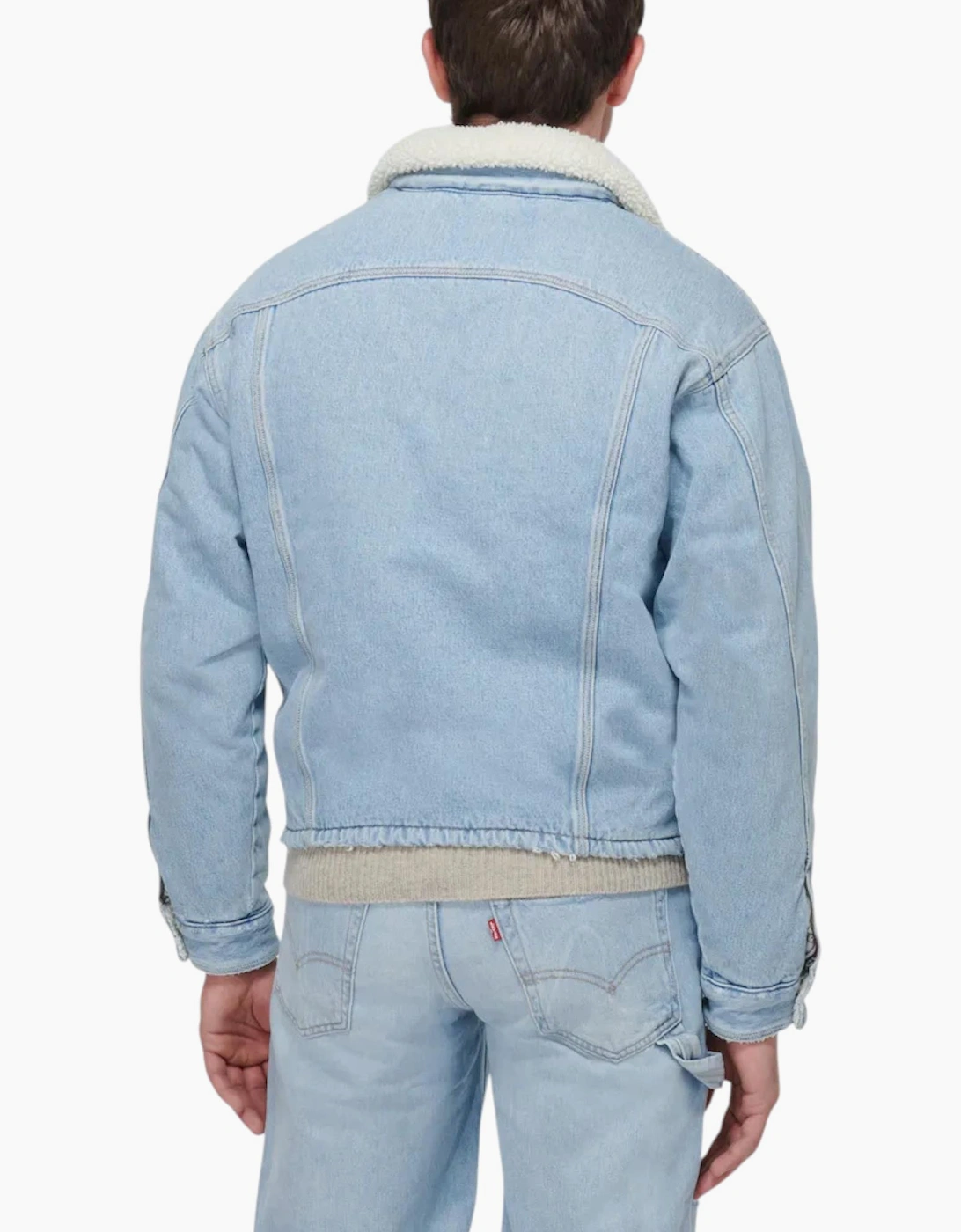 Levis Mens Denim Jacket Sherpa Trucker Woven Blue