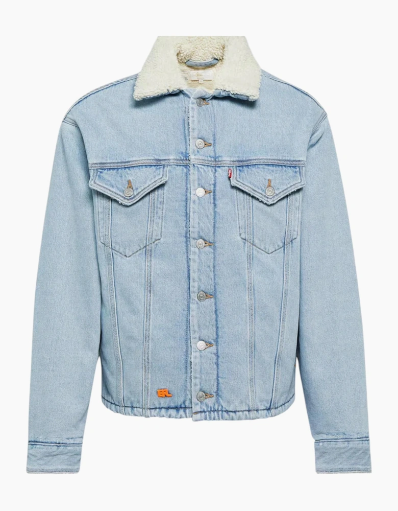 Levis Mens Denim Jacket Sherpa Trucker Woven Blue