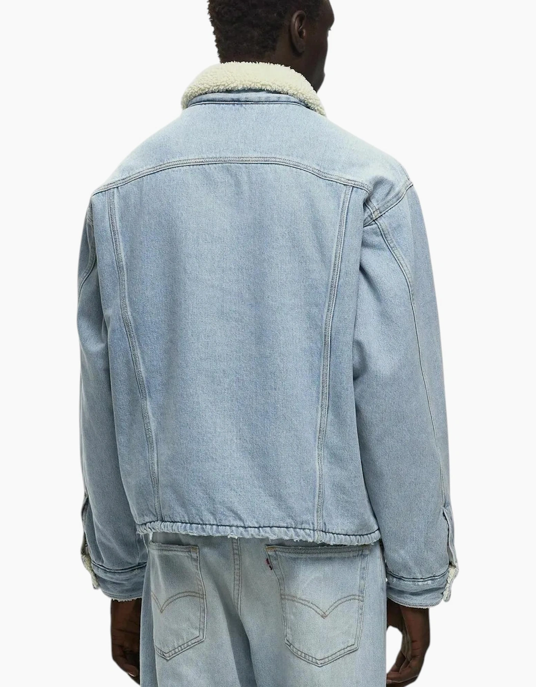 Levis Mens Denim Jacket Sherpa Trucker Woven Blue