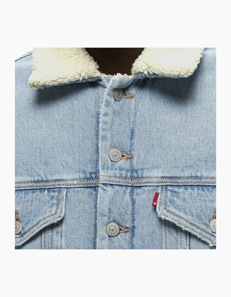 Levis Mens Denim Jacket Sherpa Trucker Woven Blue