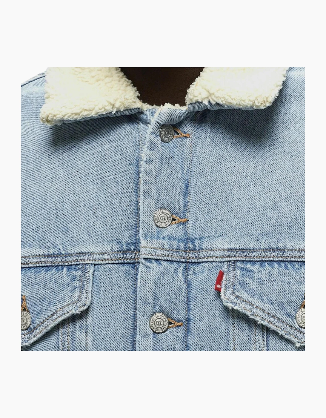 Levis Mens Denim Jacket Sherpa Trucker Woven Blue