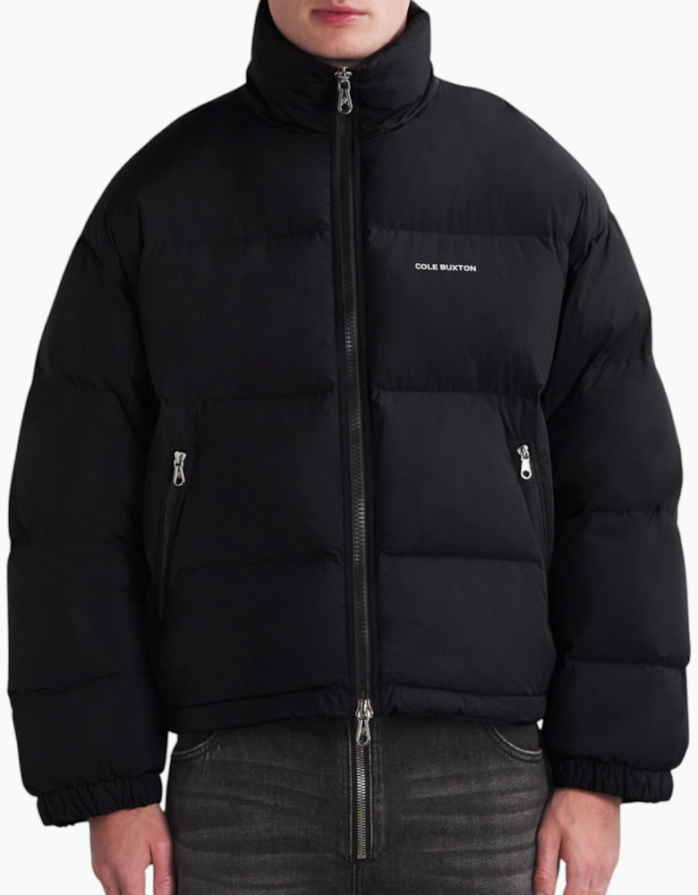 Cole Buxton Cropped Logo Puffer Jacket Black