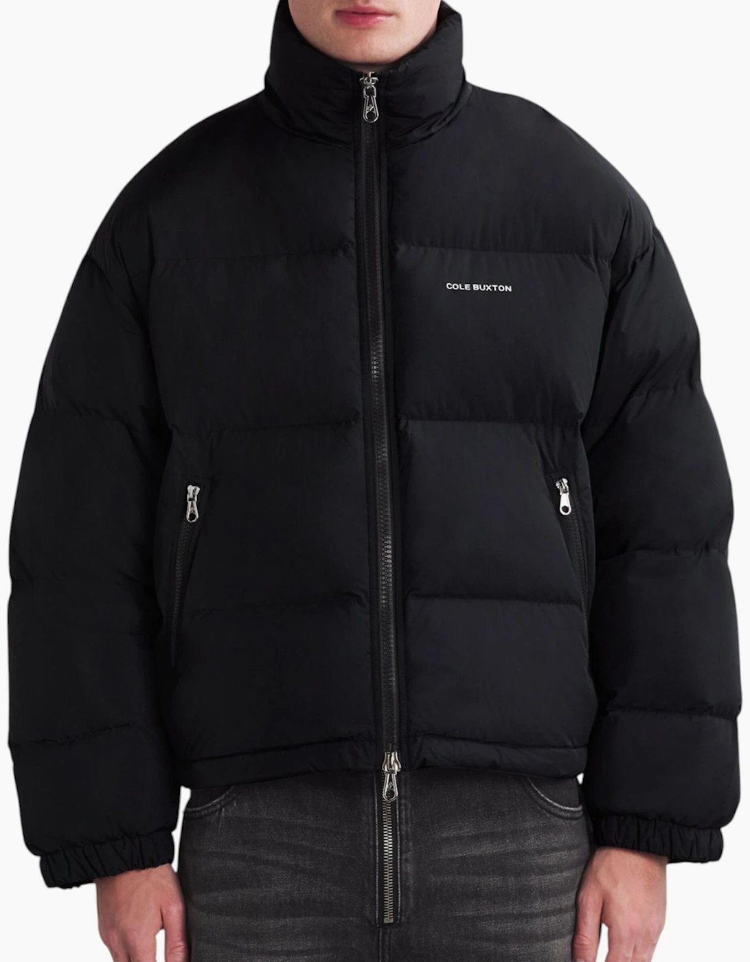 Cole Buxton Cropped Logo Puffer Jacket Black